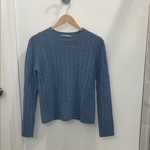 Women’s Evelyn Grace Blue Cashmere Cable Knit Sweater-sz S